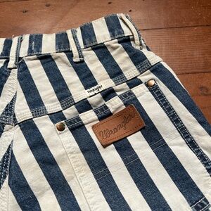 Wrangler Women's Blue and White Striped Jean Shorts